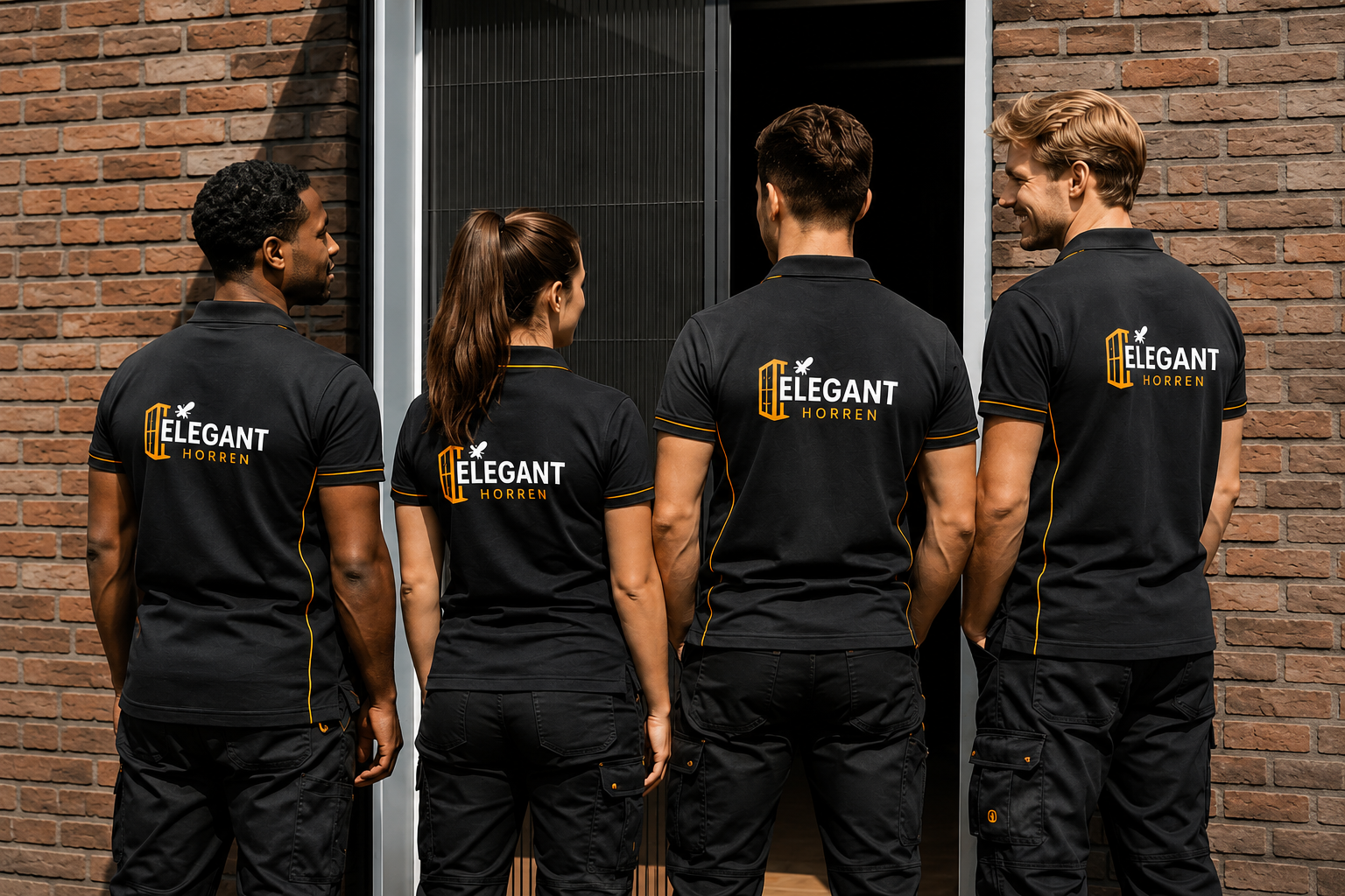 Team en werkbussen van Elegant Horren